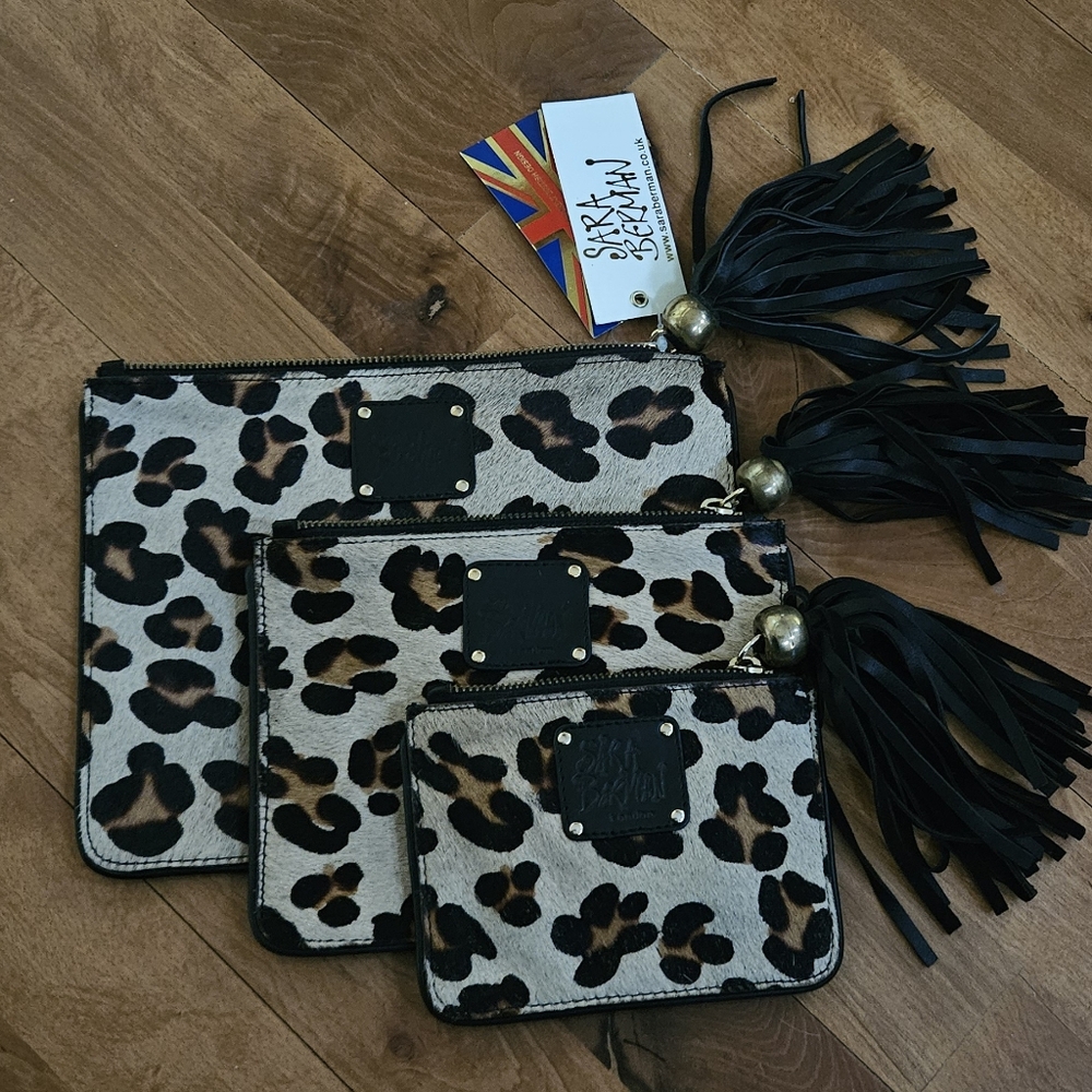 Sara Berman Cheetah trio clutches with Dust bag